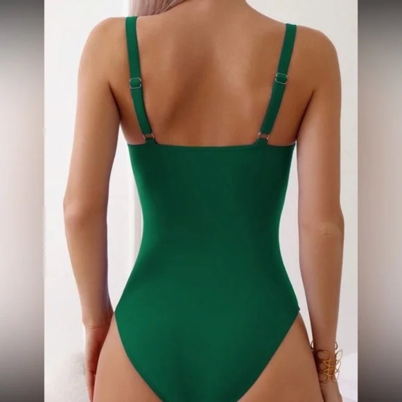 Colorful Cut out Adjustable Straps Ruched Monokini One Piece Swimsuit - Picture 4 of 14